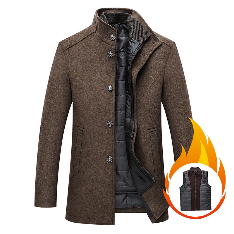 Manteau de laine pour hommes occasionnel Chaud de collier de laine pour hommes