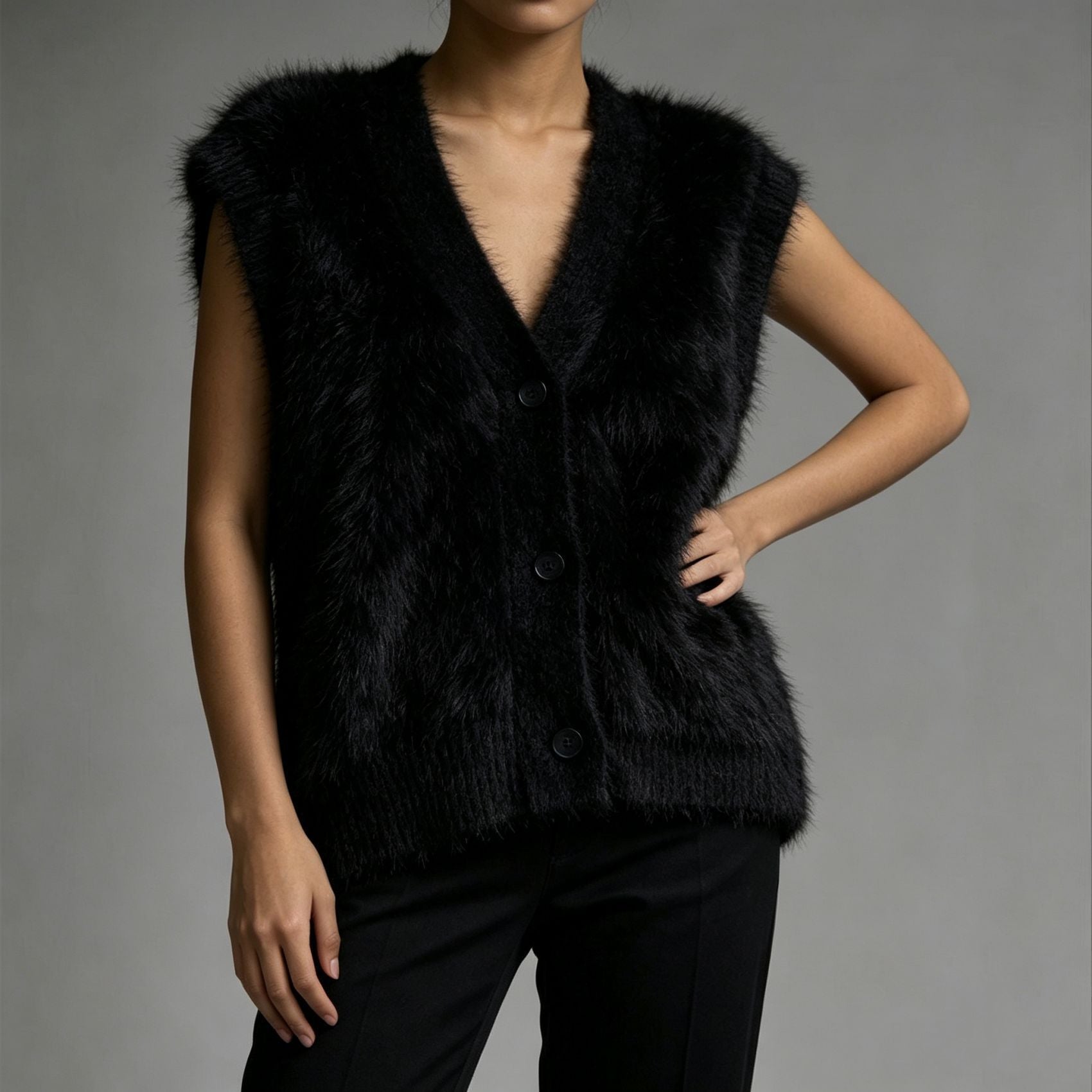 Veste courte Cardigan pour femmes de couleur unie