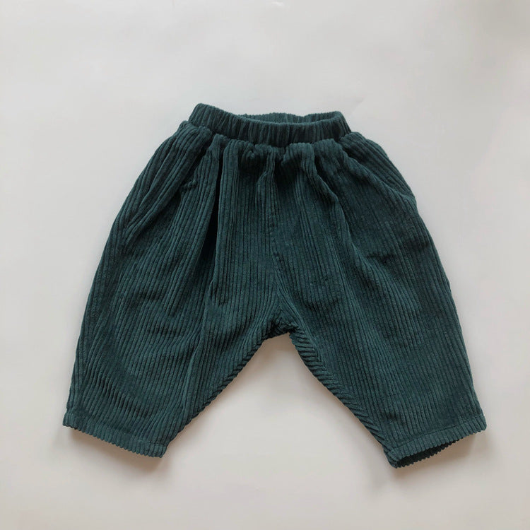 Garçons et filles épais Velours rayés Casual épais Pantalons radish