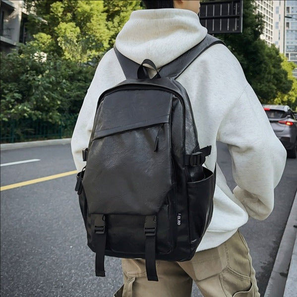 Sac à dos en cuir souple PU imperméable pour hommes