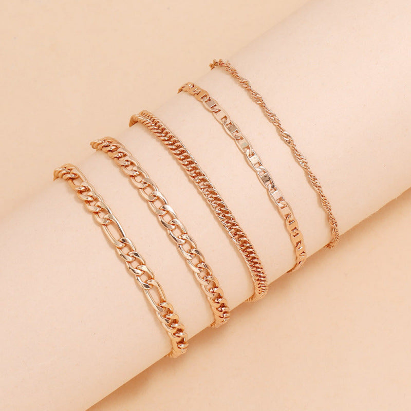 Simple chaîne métallique gracieuse Retro Creative Snake Chain set cinq pièces