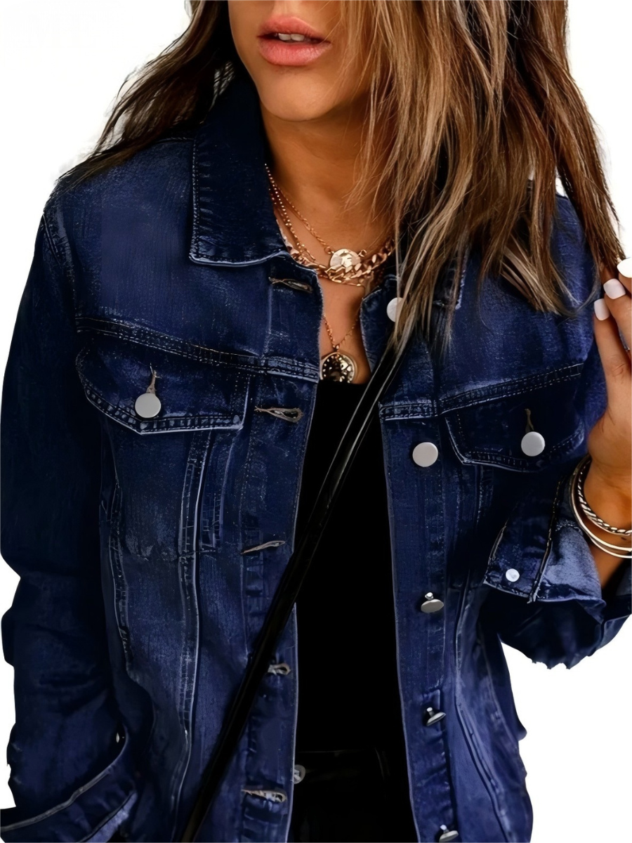 Veste Denim Vintage femme deux tons lavés Bleu Jean Veste Mode Trucker Oute