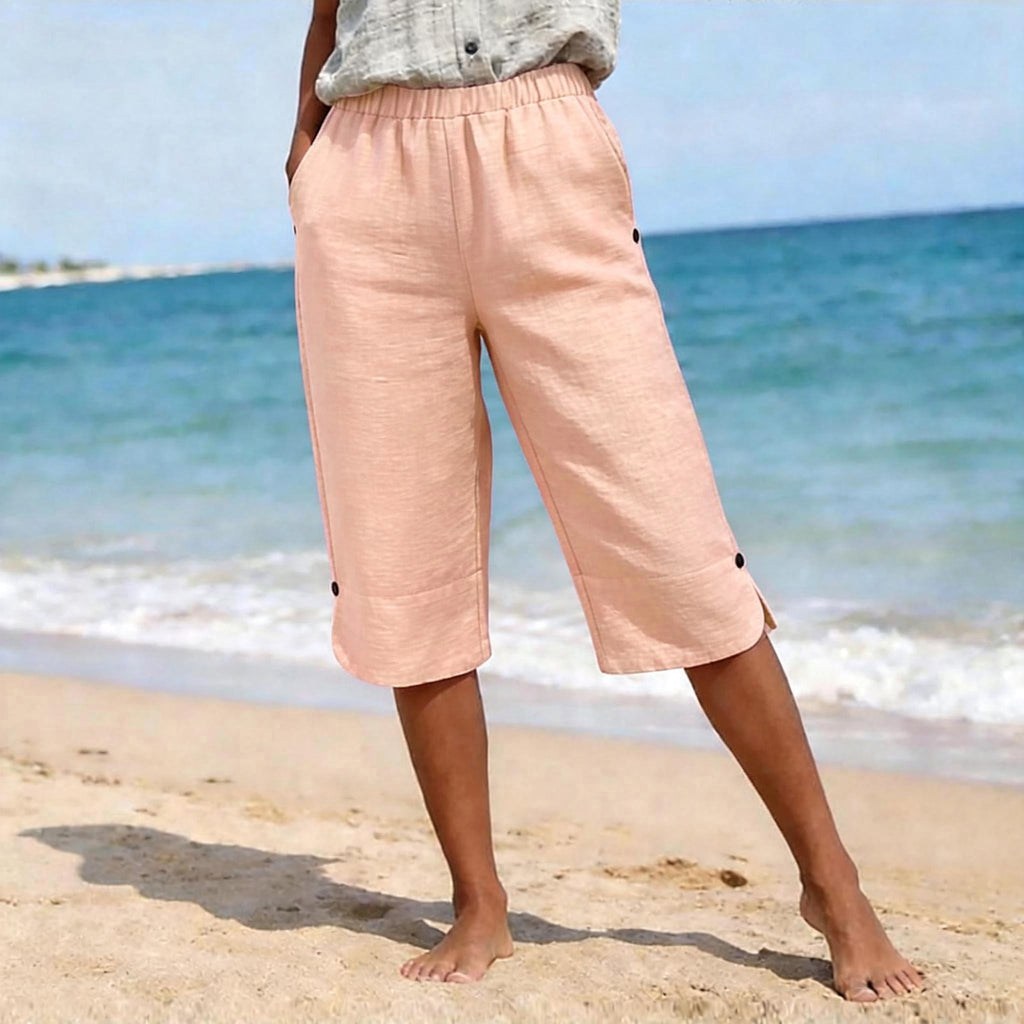 Pantalons casuals élastiqués pour dames Été High-waist