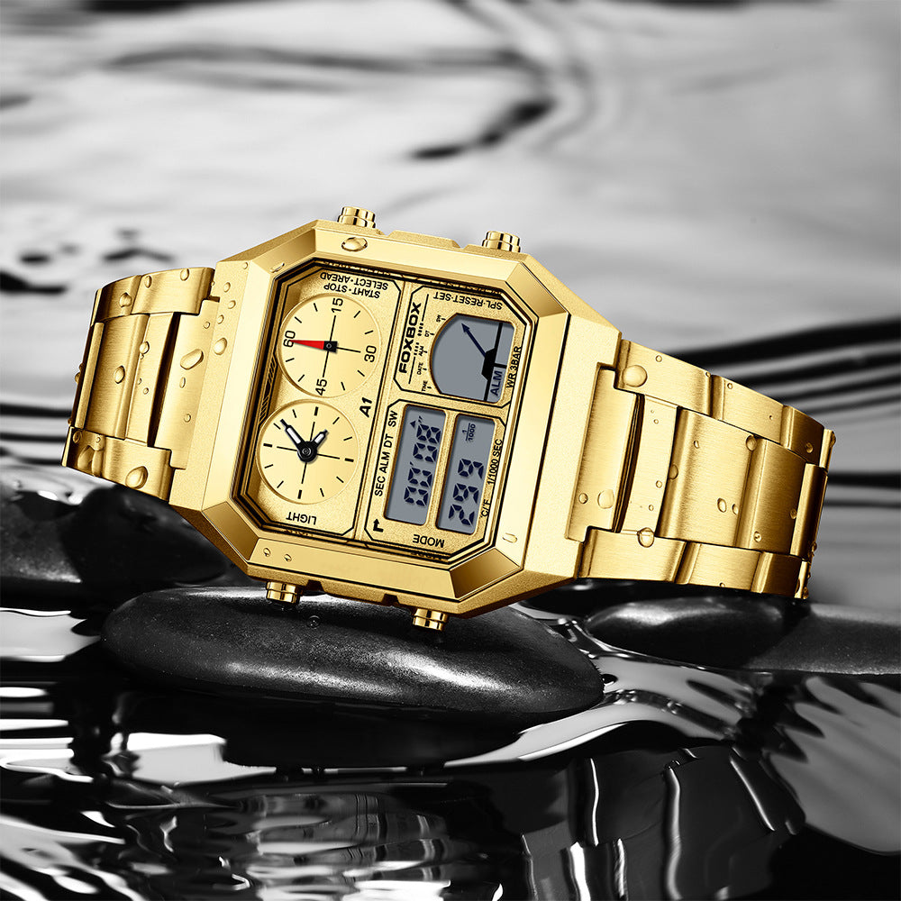 Double affichage Multifonctionnel réveil étanche Montre chronographe sport lumineux