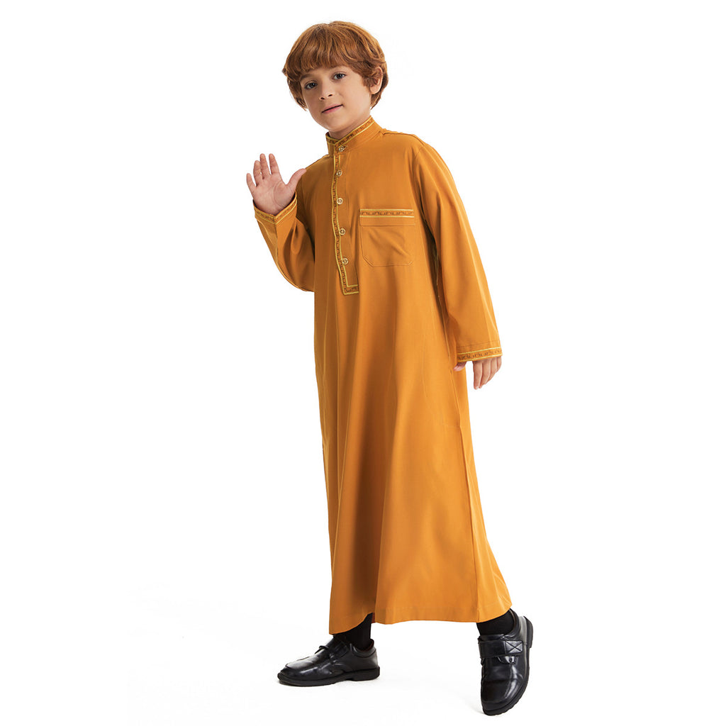 Moyen-Orient garçon Robe Stand Collar Button longue chemise