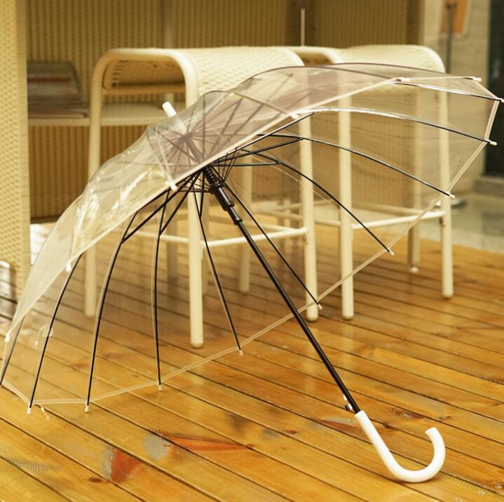 Grande poignée longue 16 Rib transparent parapluie