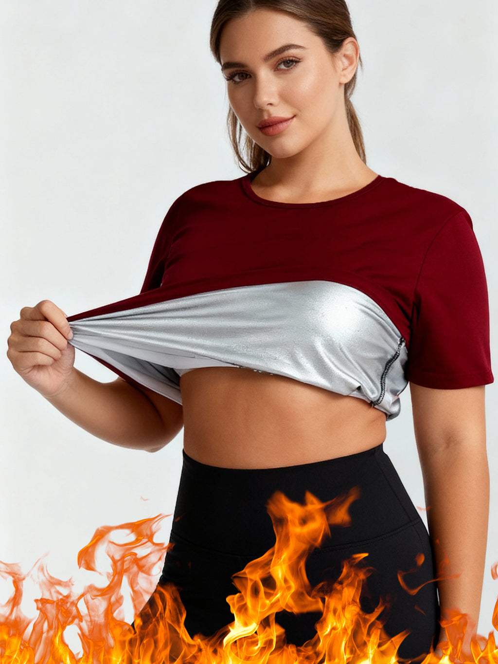 Chemise Sauna pour femmes Suit Suit Short Sleeve Sauna Chemise Femmes Sueur Sauna Chemise Athletic