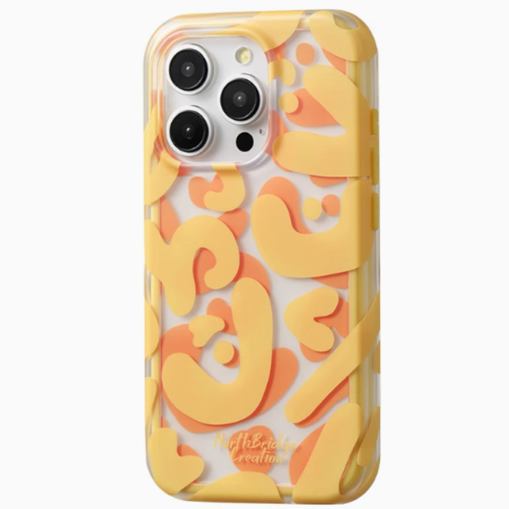 Jaune Graffiti tout compris 2-en-1 Cas de téléphone givré