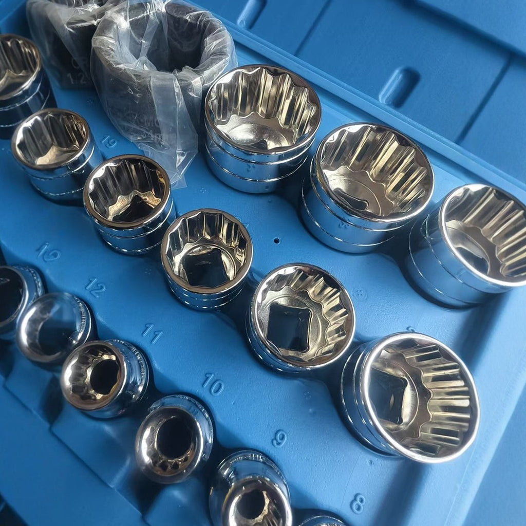 21 Pcs Half Inch Drive Ensemble de chaussettes multi-dents 8 à 36mm 12 point Sockets métriques Spline pour