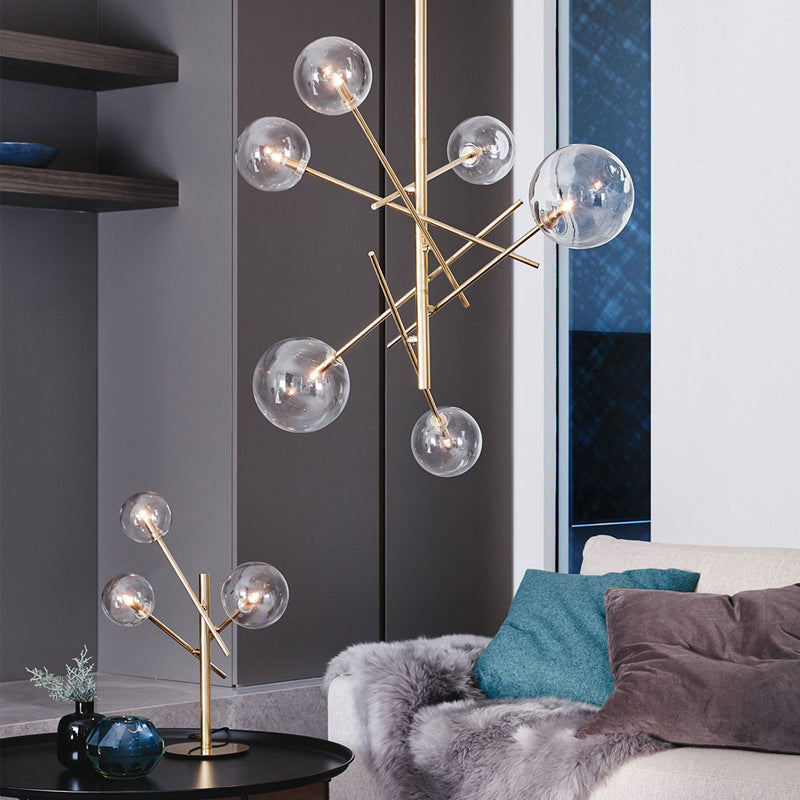 Lustre en verre multi-têtes pour le lobby ou salon