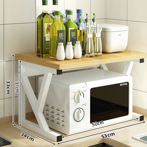 Support de rangement de four à micro-ondes 2 niveaux Porte-cuisine Table d'angle noir