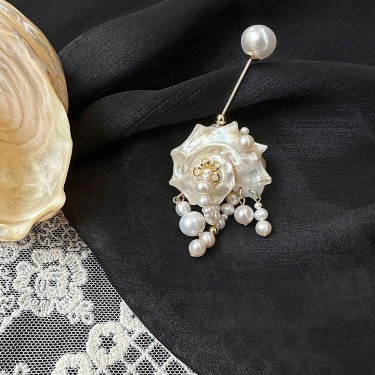 Iridescente Spiral Naturel Rare Conch Shell Pearl Brooch