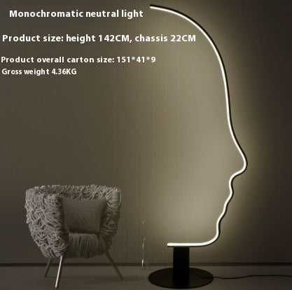 Nordic Art Face Floor Lampe Designer Chambre à coucher étude