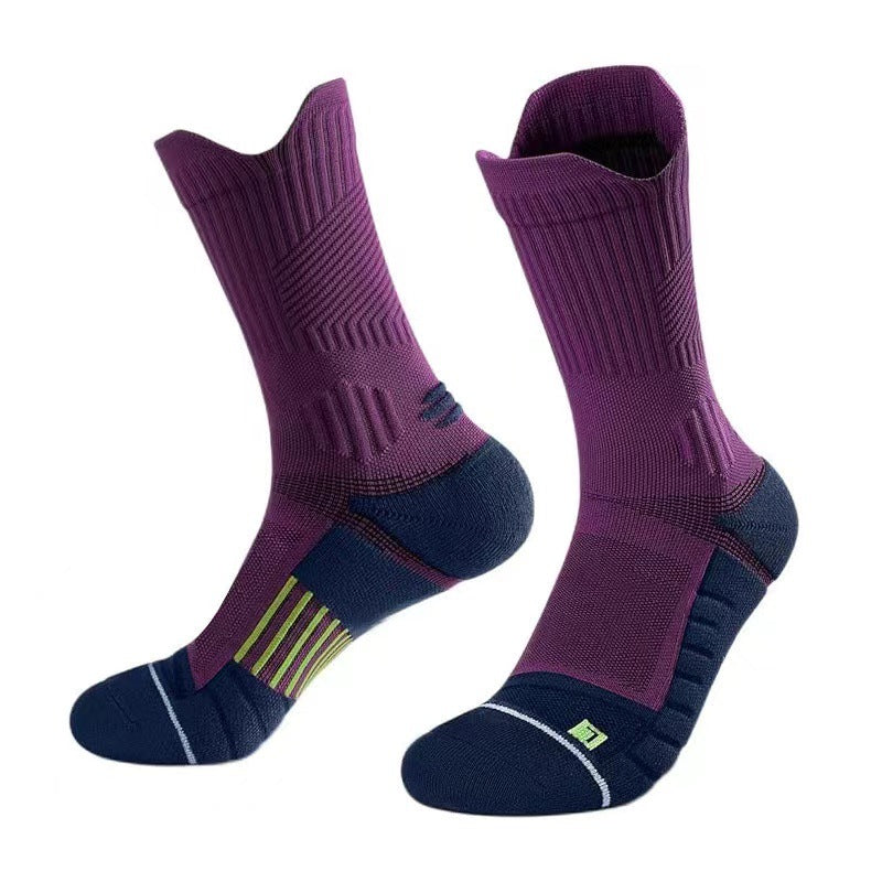 Chaussettes de course à faible teneur en sucre avec fond antidérapant et serviette en coussin