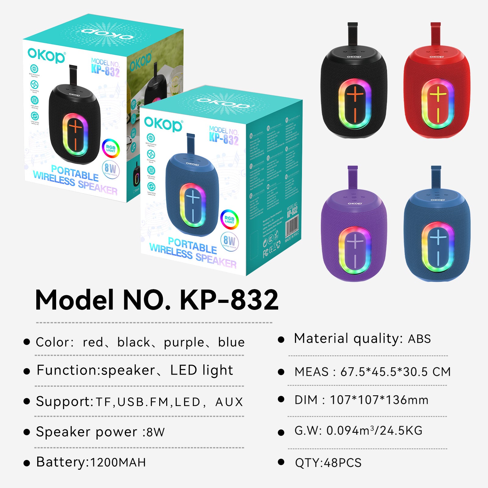KP-832 Haut-parleur Bluetooth le mieux vendu Basse profonde Son haute fidélité Haute puissance Portable St