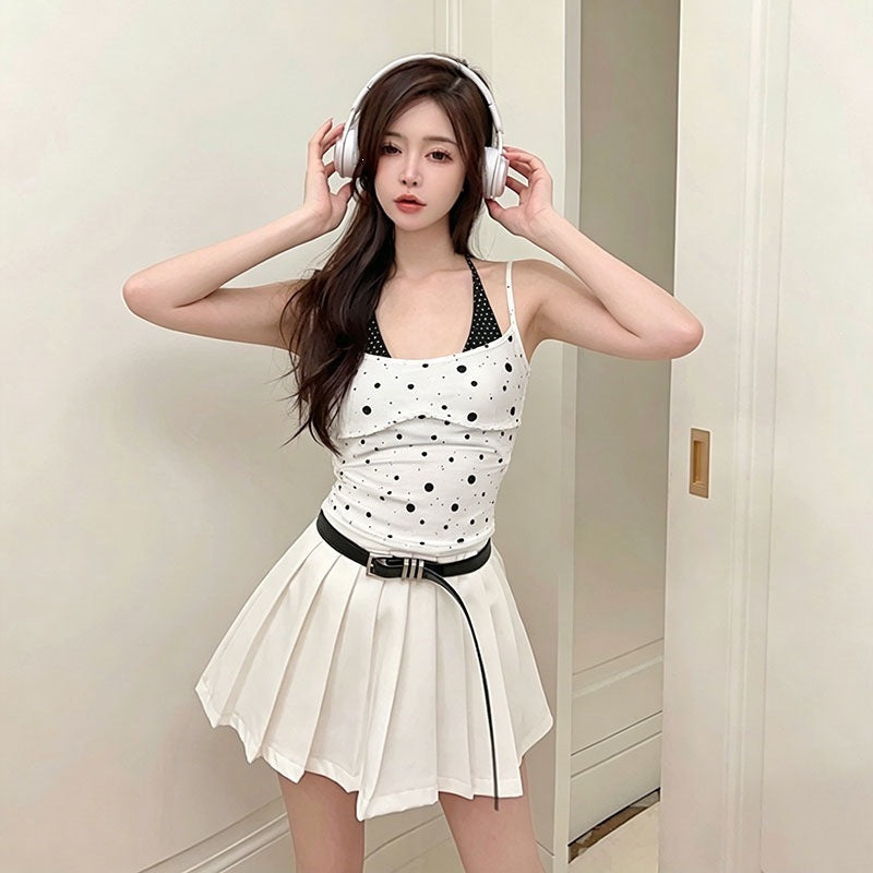 Faux deux pièces Halter-Neck Polka-Dot Camisole pour les femmes