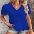 La mode européenne et américaine pour femmes Top polyvalent T-shirt à manches courtes en dentelle sexy