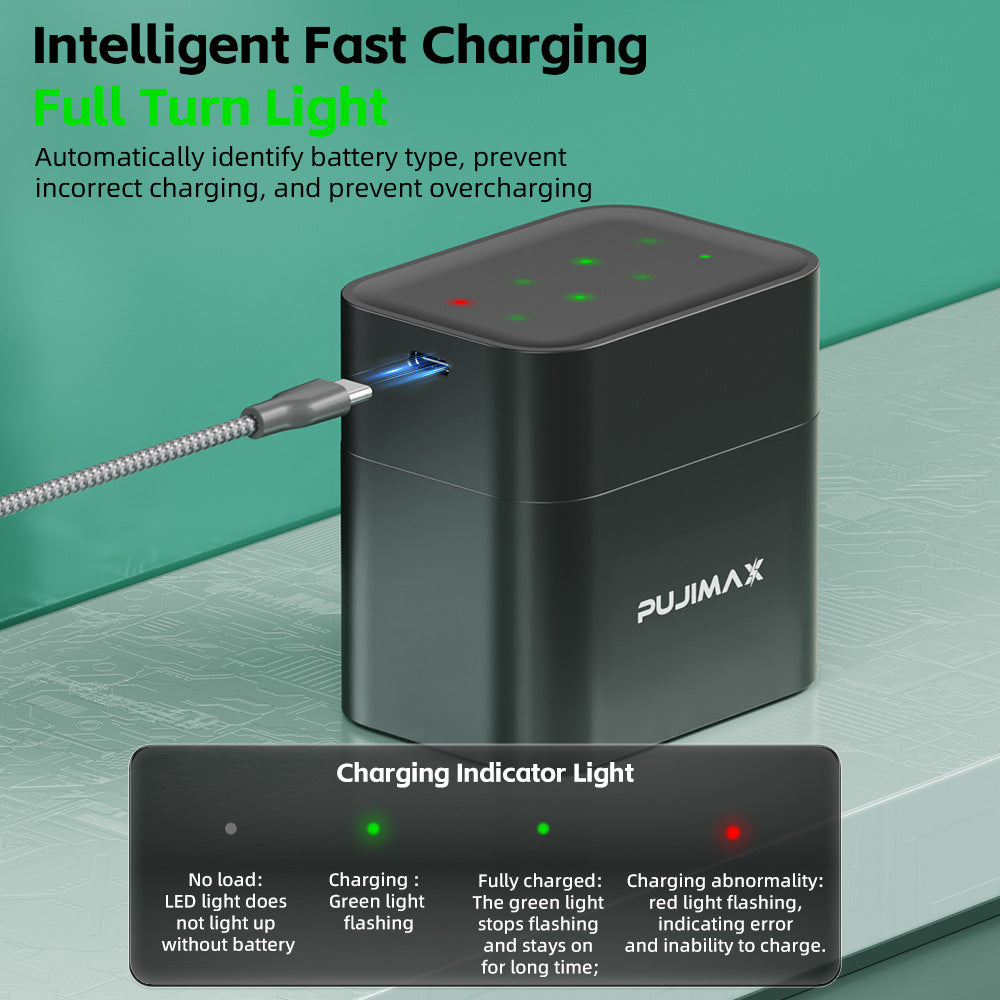 Charge de la batterie au lithium de 8 comprimés AA Smart Type-c Port 8