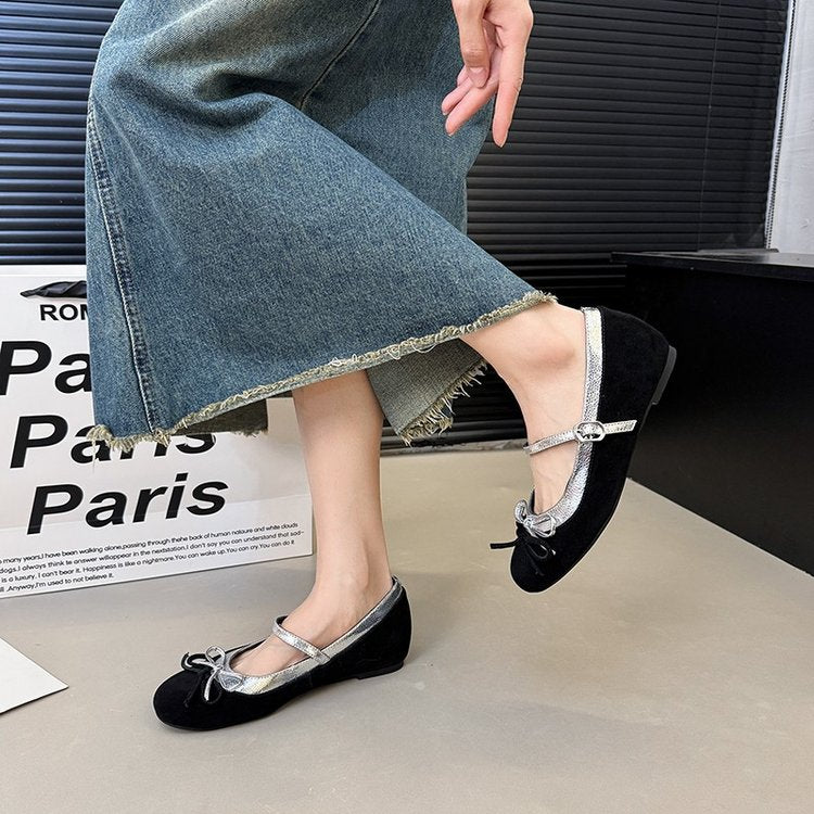 Femmes Coréenne Style Hauteur Boost Bow Mary Janes