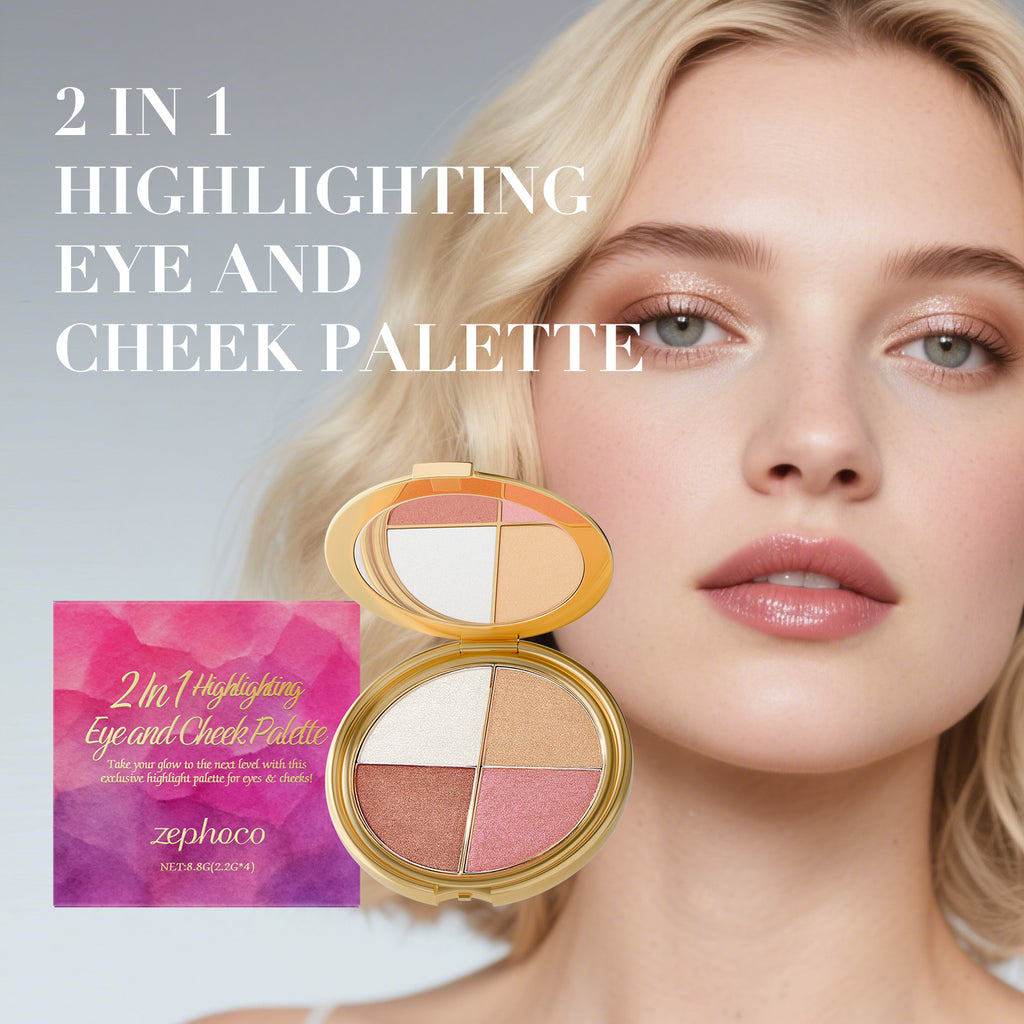 Surlignement, ombre à paupières, et palette Blush