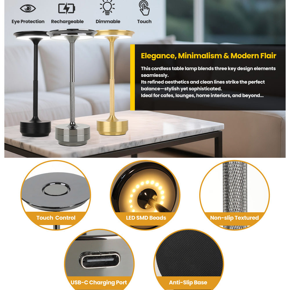 Lampe de table rechargeable sans fil 2pcs