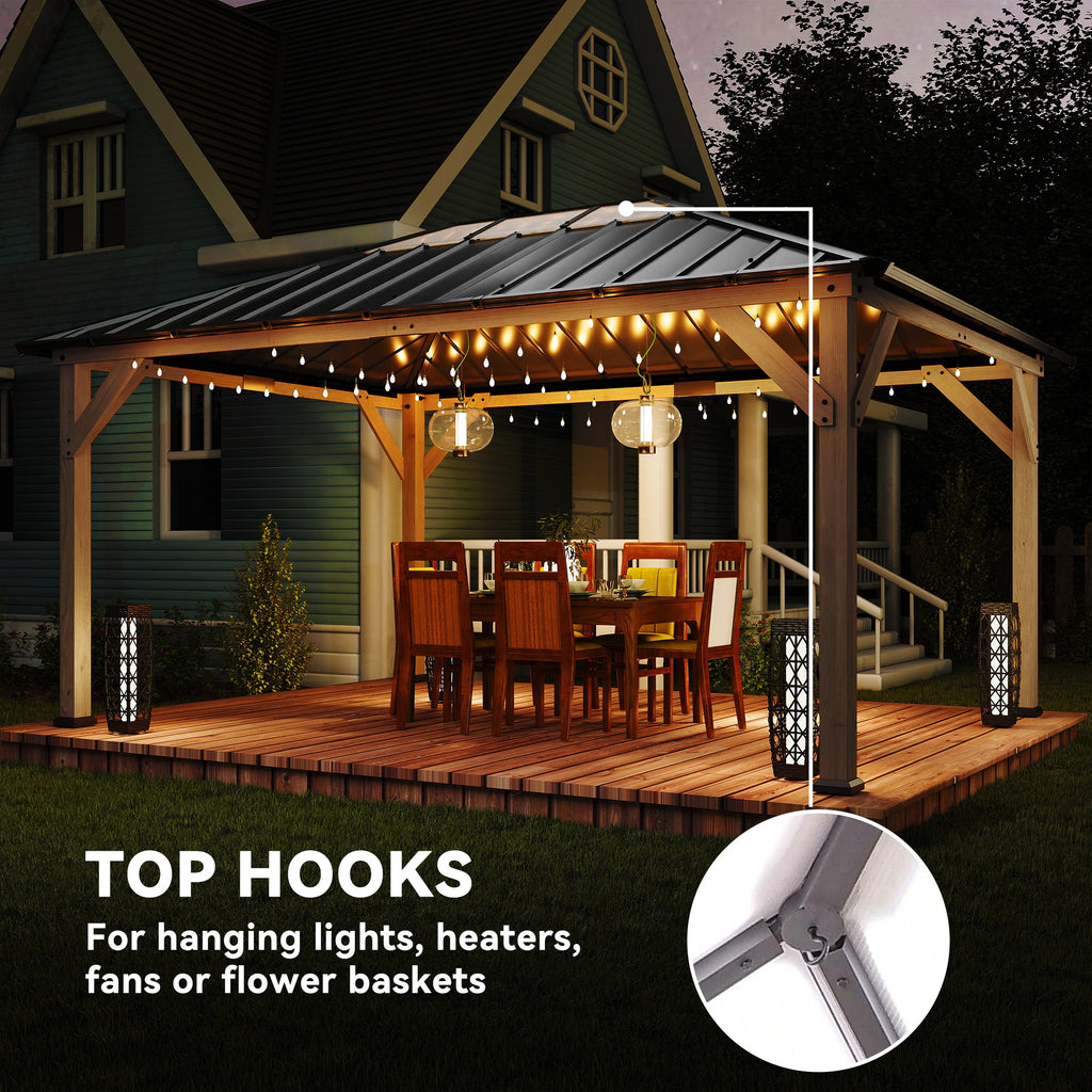 12 x 16 Gazebo avec toit en acier galvanisé