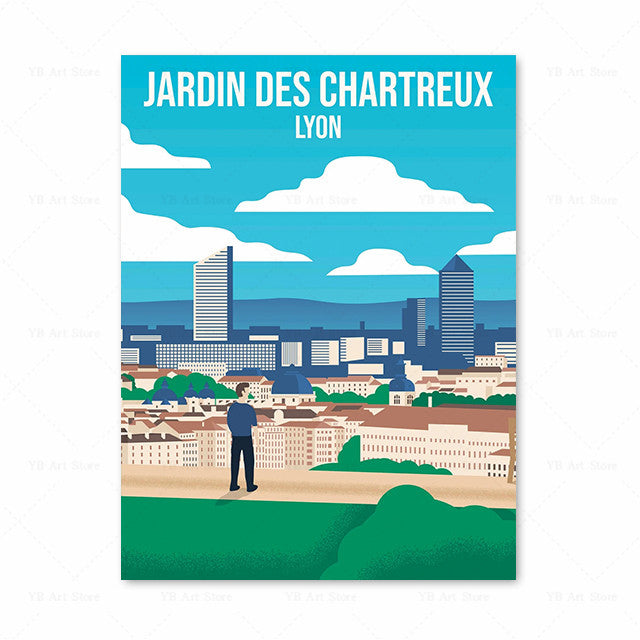Vieille affiche de voyage toile peinture photo d'art