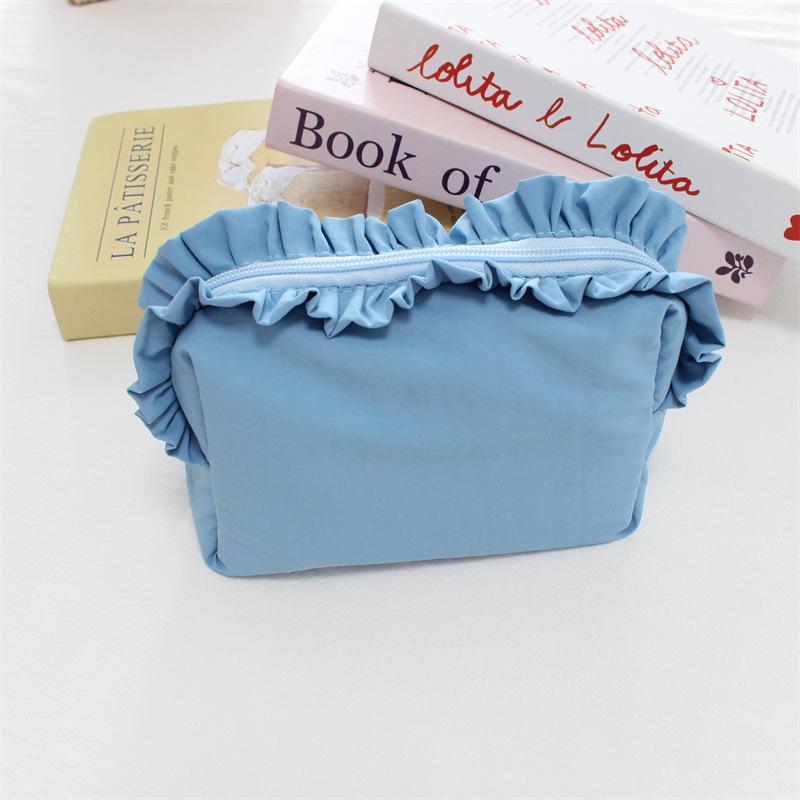 Sac de maquillage Ruffled style coréen simple en nylon imperméable