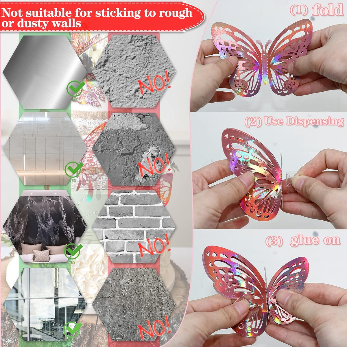 Décor mural 3D papillon 60 PCS