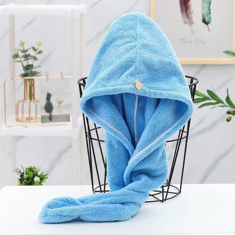 Double-layer thick super-absorbent hair drying cap