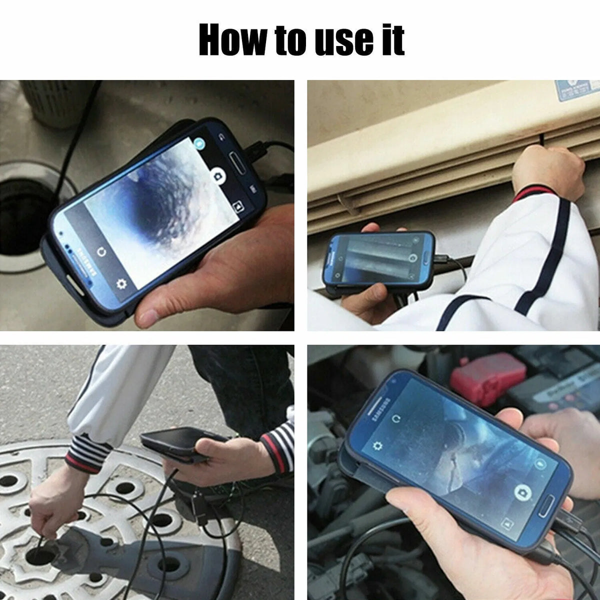 5M 6LED Snake Endoscope Borescope 8mm Inspection Camera USB Scope for Android