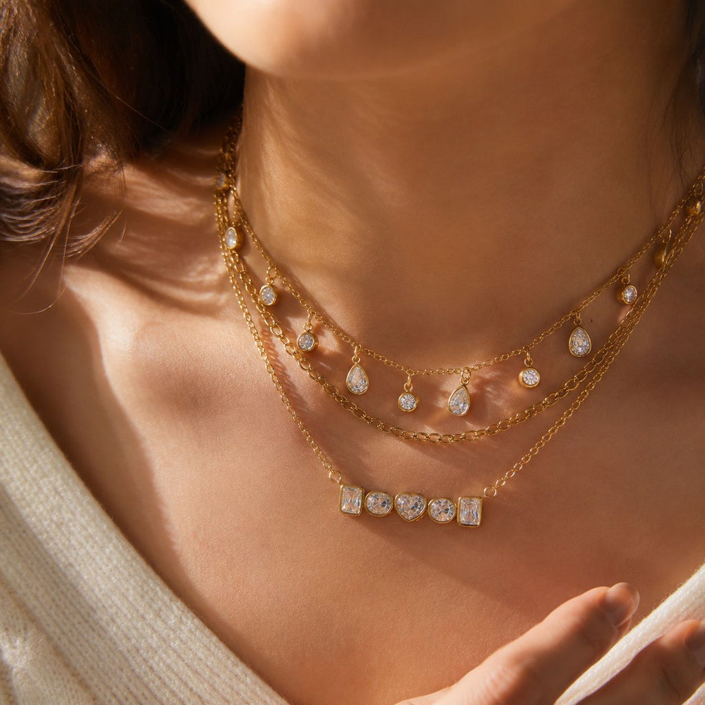 Zircon Collier en acier titane Et résistant à la Fade