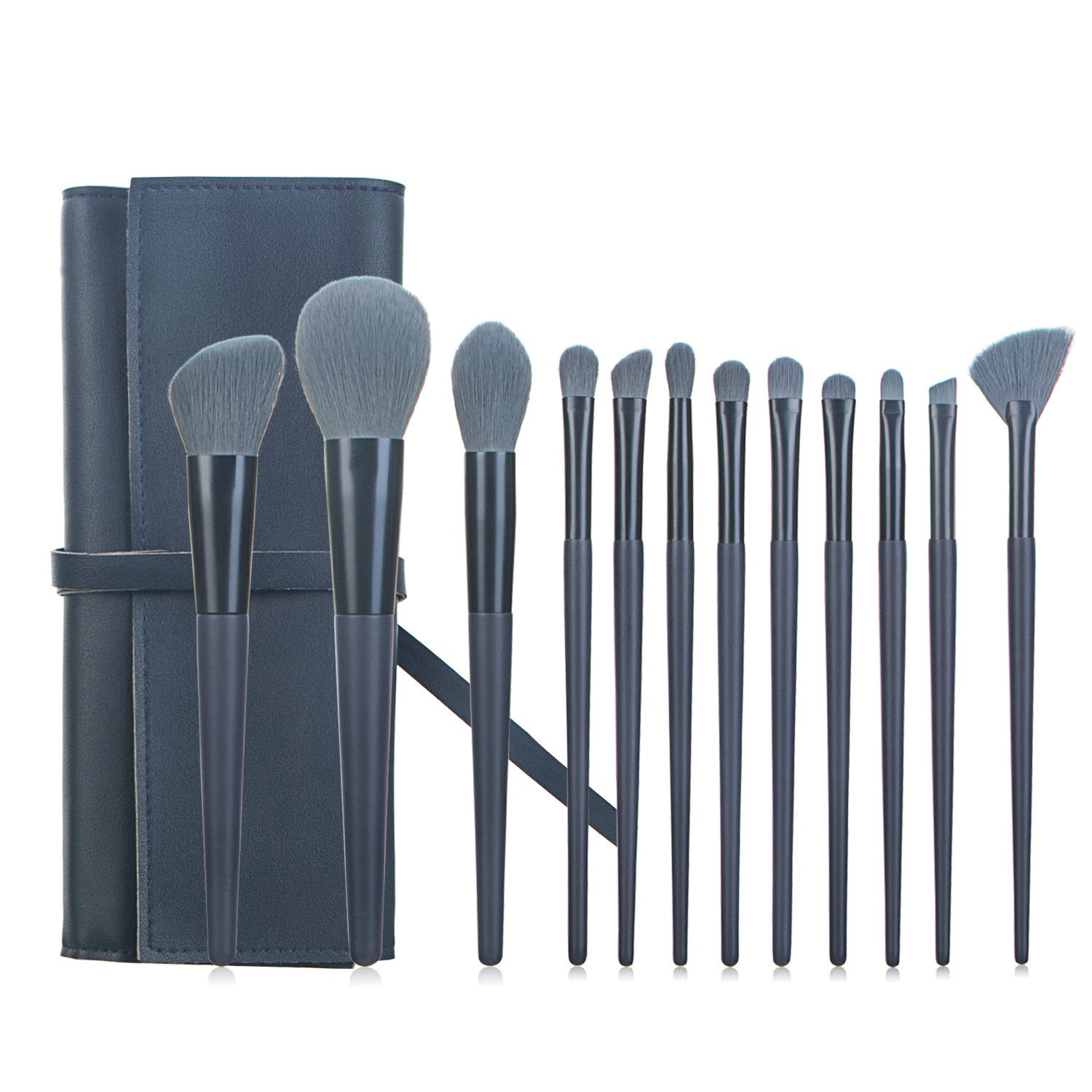 Set de brosse de maquillage 12 pièces avec 4 couleurs et un sac de maquillage