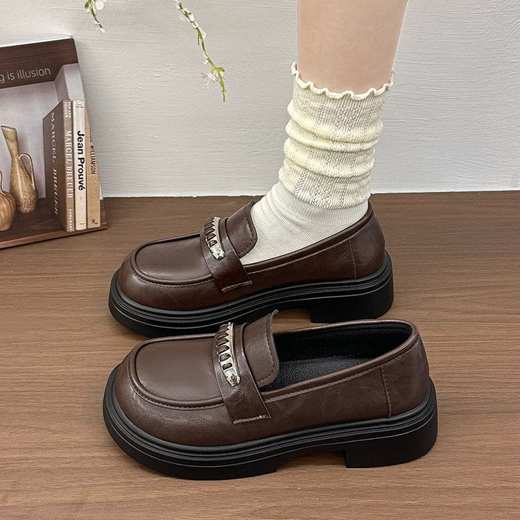 Femmes Platform Loafers Spring Slip On Single Shoes British Style Commuter Versatile JK L