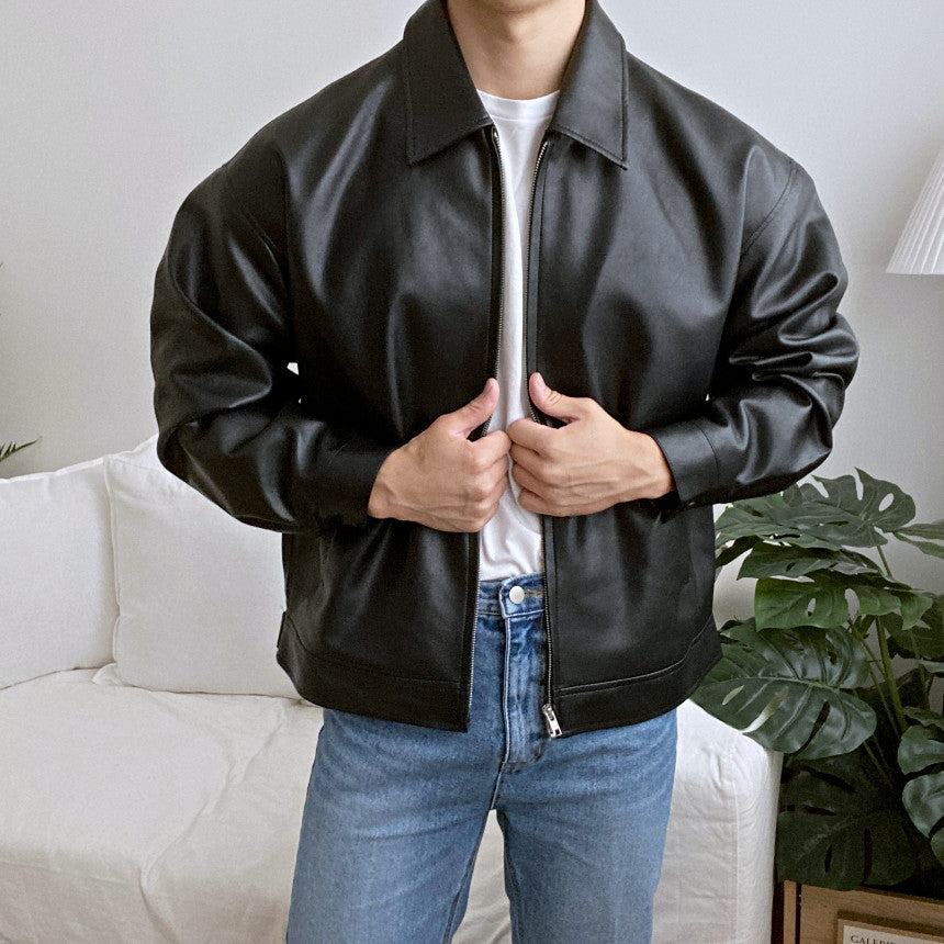 Leather Casual Baseball Uniforme Veste de Moto