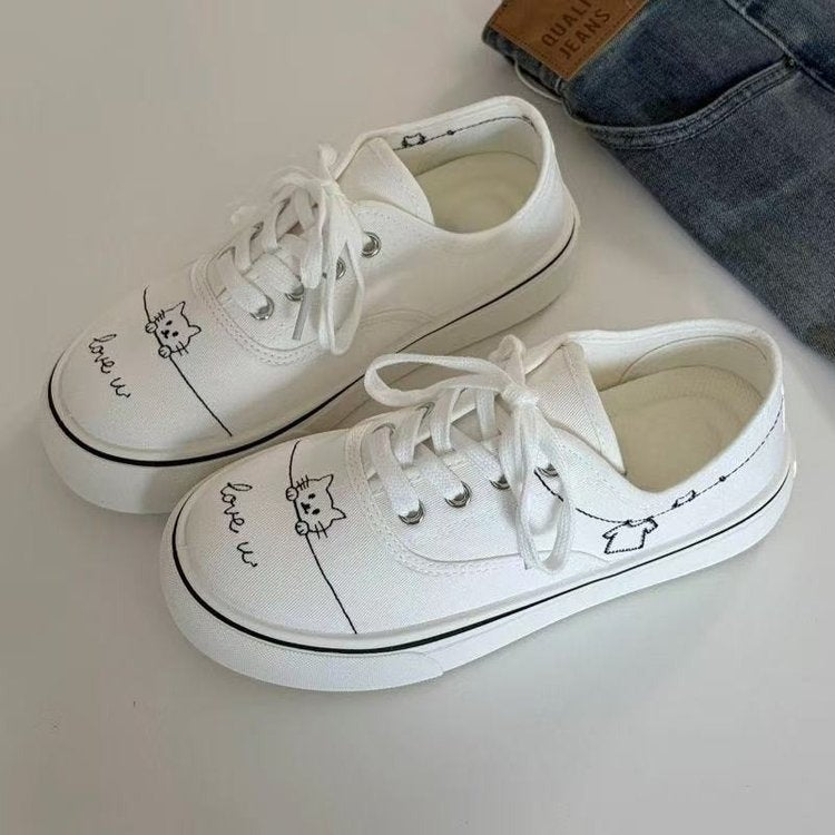 Filles Ours Toile Chaussures Soft Sole Été Brodé Paw Imprimer Sneakers Casual de semelle épaisse