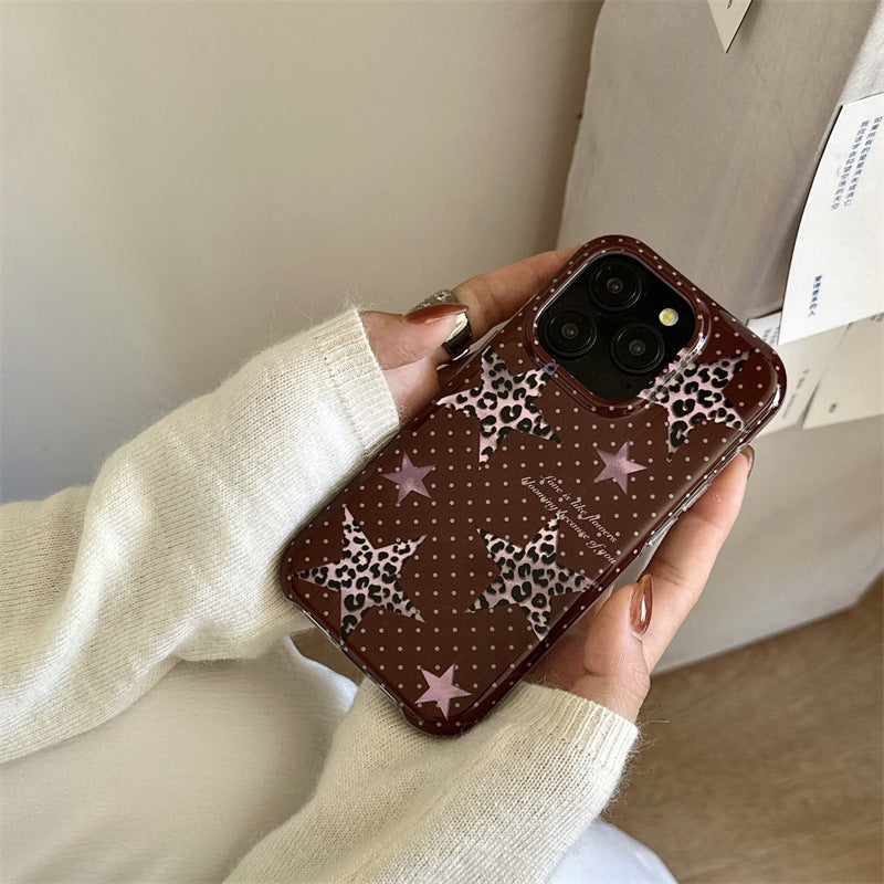 Double couche demi-paquet Polka Dot Phone Case XINGX Leopard Imprimé housse de protection