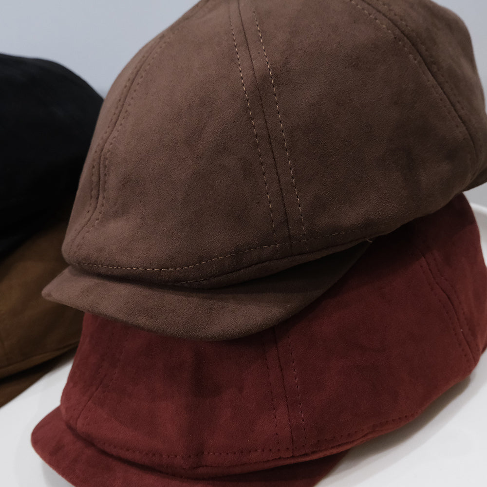 Vintage Mode Automne-hiver Versatile Brossé Octagonal Chapeau en avant Brimmed avec Anglais