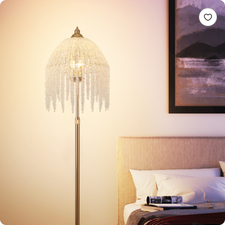 3-Light Élégante lampe de sol en cristal Vintage conception de chute d'eau avec Cascading perles en cristal A