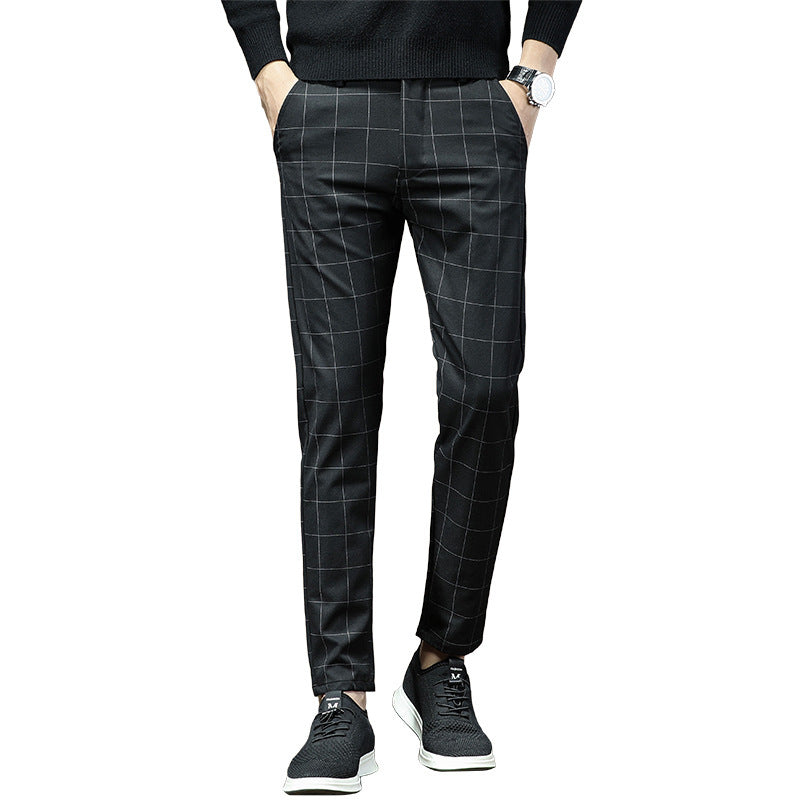 Pantalons de robe pour hommes en Plaid Noir