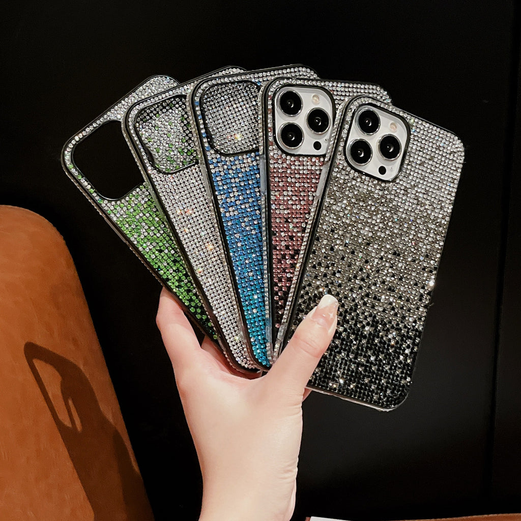 Gradient Edge Diamond Case Téléphone Starry Sky Strass