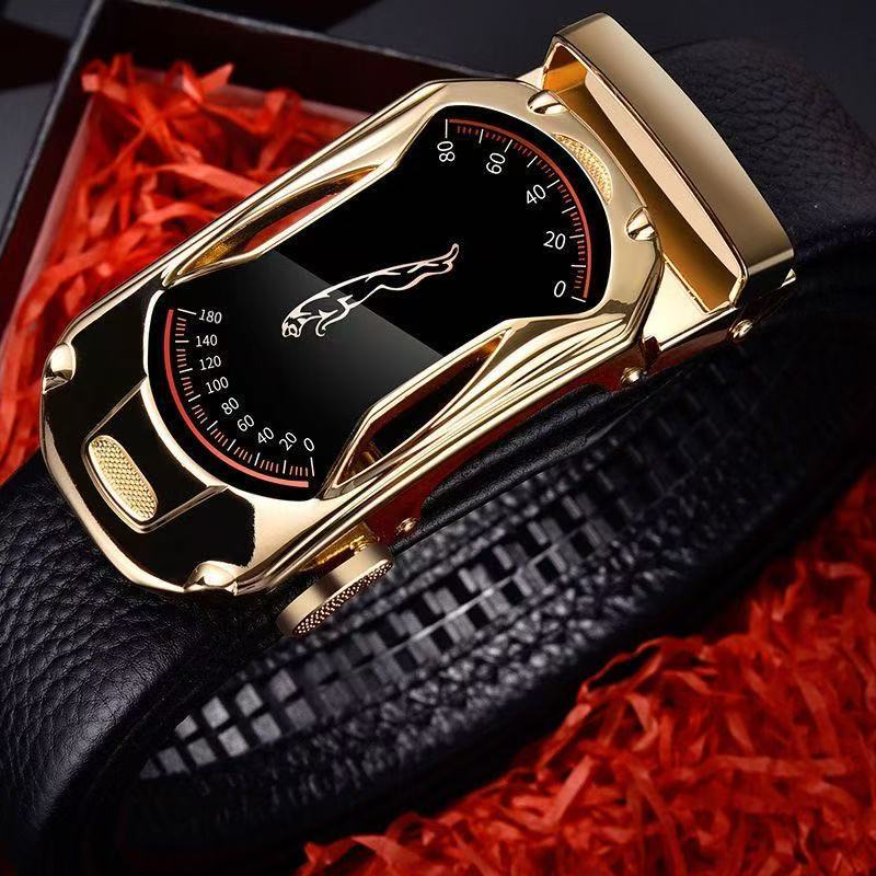 Ceinture en cuir large tendance homme avec boucle automatique