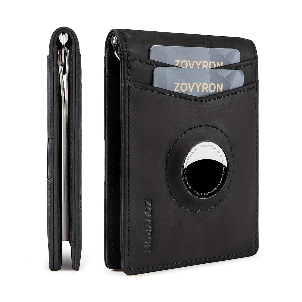 Porte-monnaie en cuir véritable Slim Bifold Wallet avec porte-radar