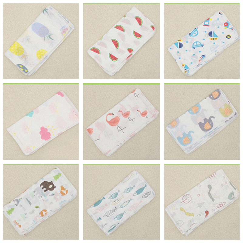 10 X bébé Gauze Muslin Square nouveau-né bain de coton laver mou mouchoir