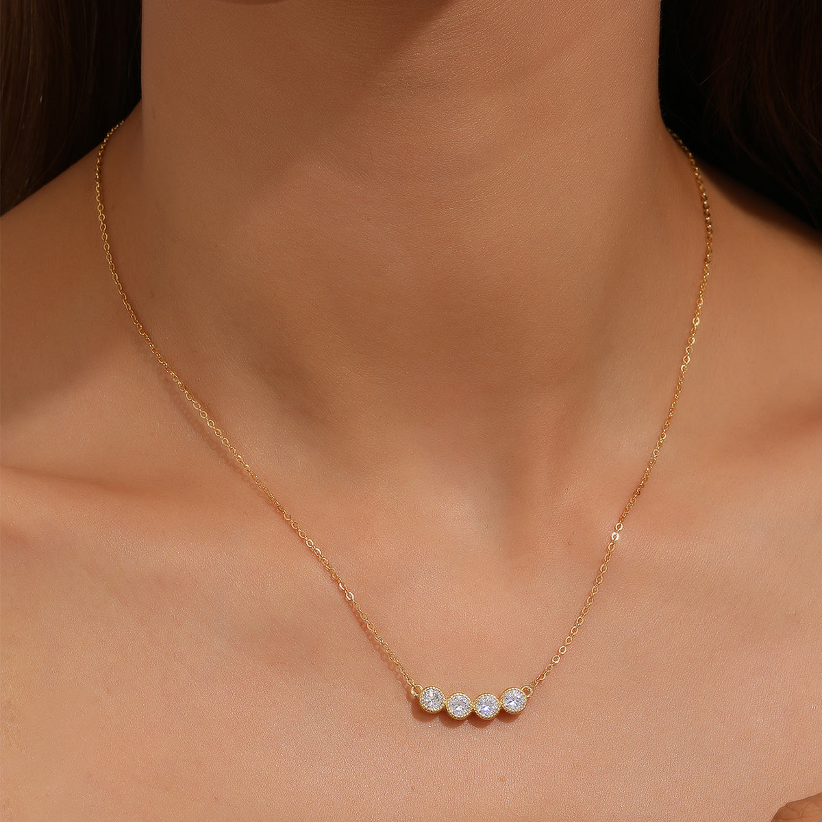 S925 Argent plaqué or Lunette 4 tons Collier de Moissanite 47cm D Couleur VVS1 GRA certifié