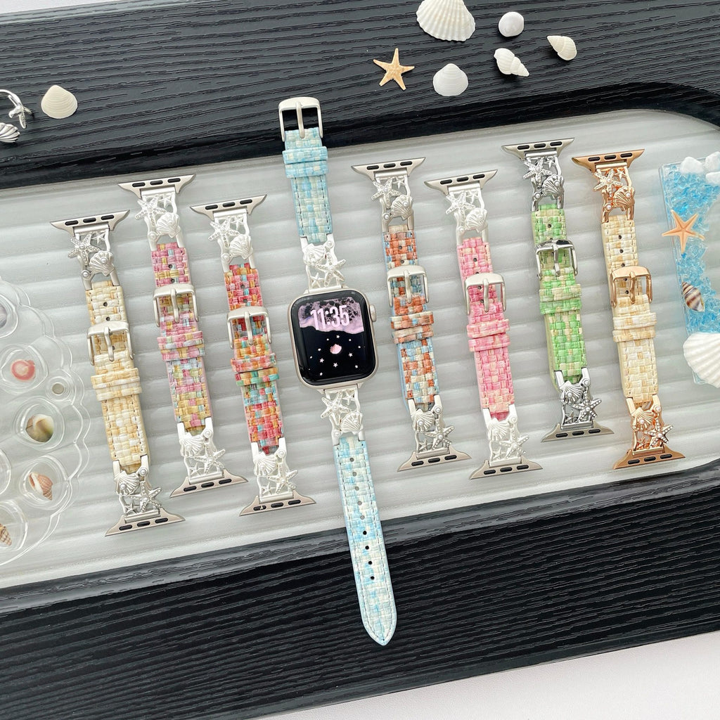 Bracelet de montre en cuir pointillé Cape Shell