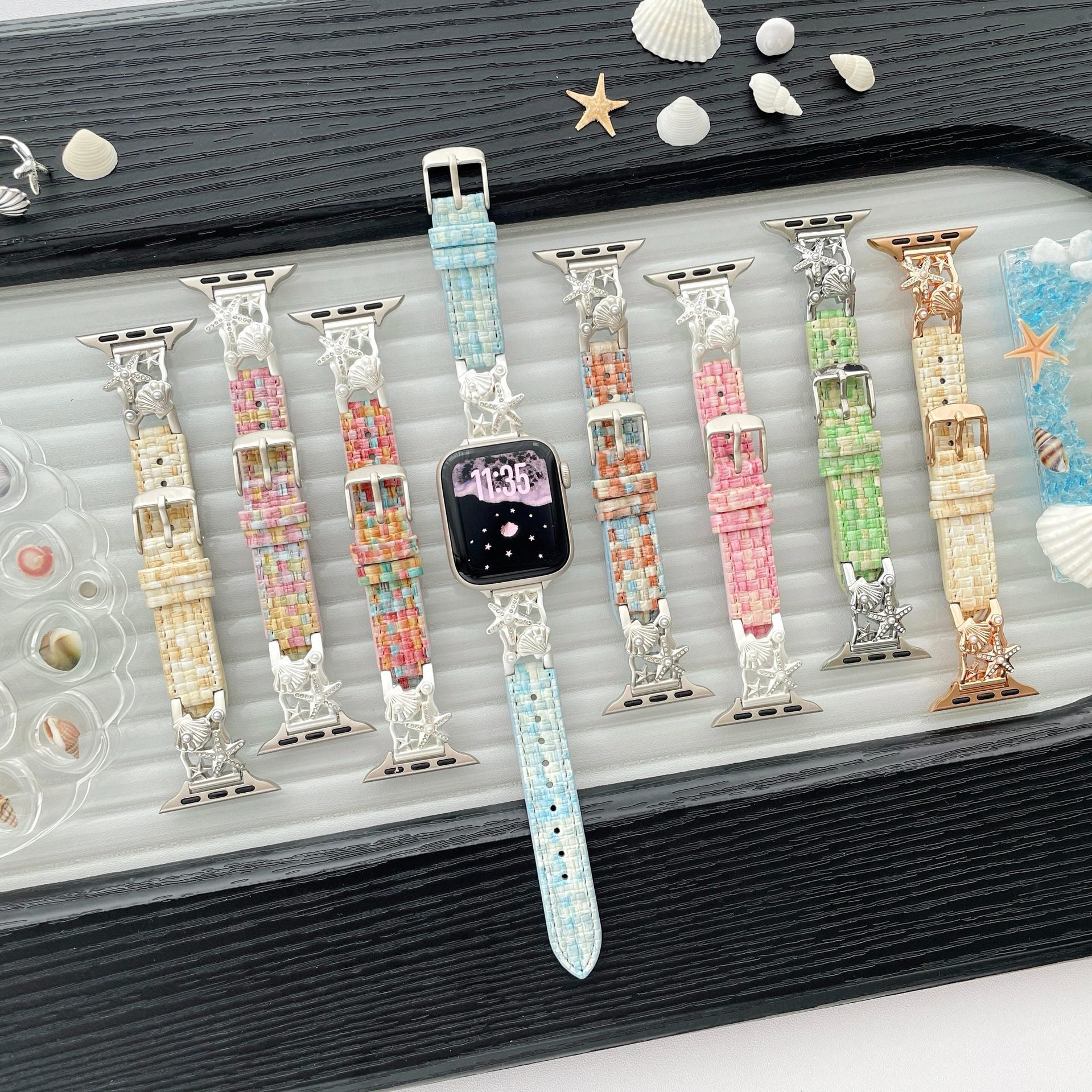 Bracelet de montre en cuir pointillé Cape Shell