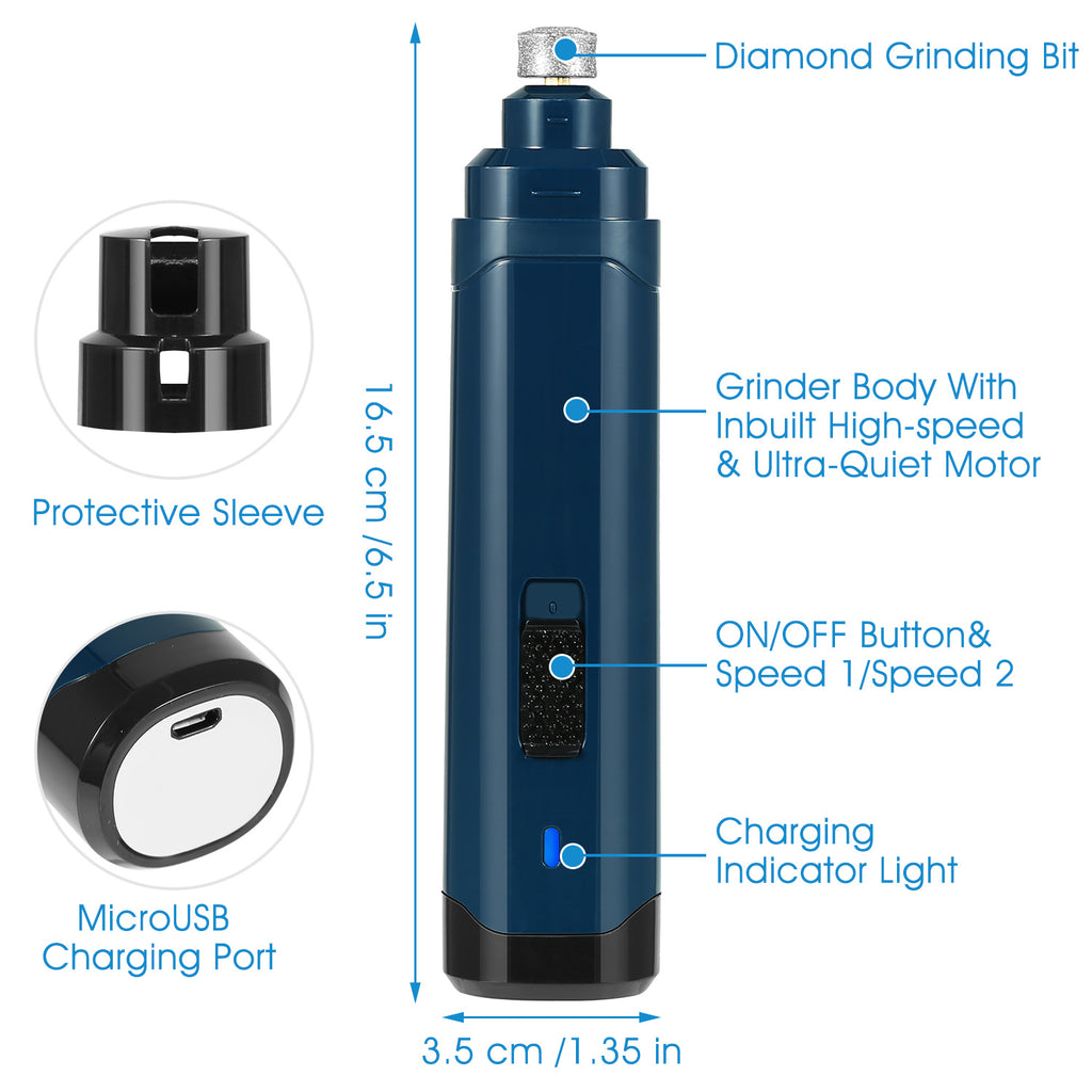 1Pc Poignard à ongles de chien 2 vitesses silencieux USB Rechargeable Pet Poignard professionnel Nai