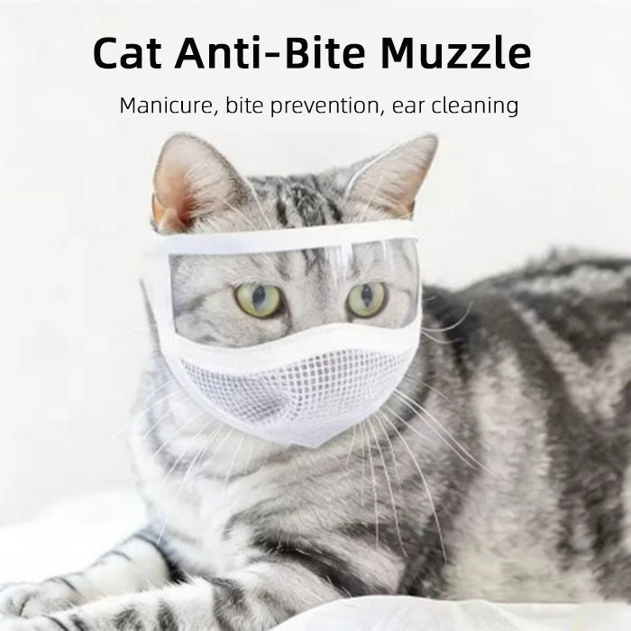 Chat Anti Bite Muselière Transparente Respirante Muselière Mesh Pour Grooming Nail Trimming Bain