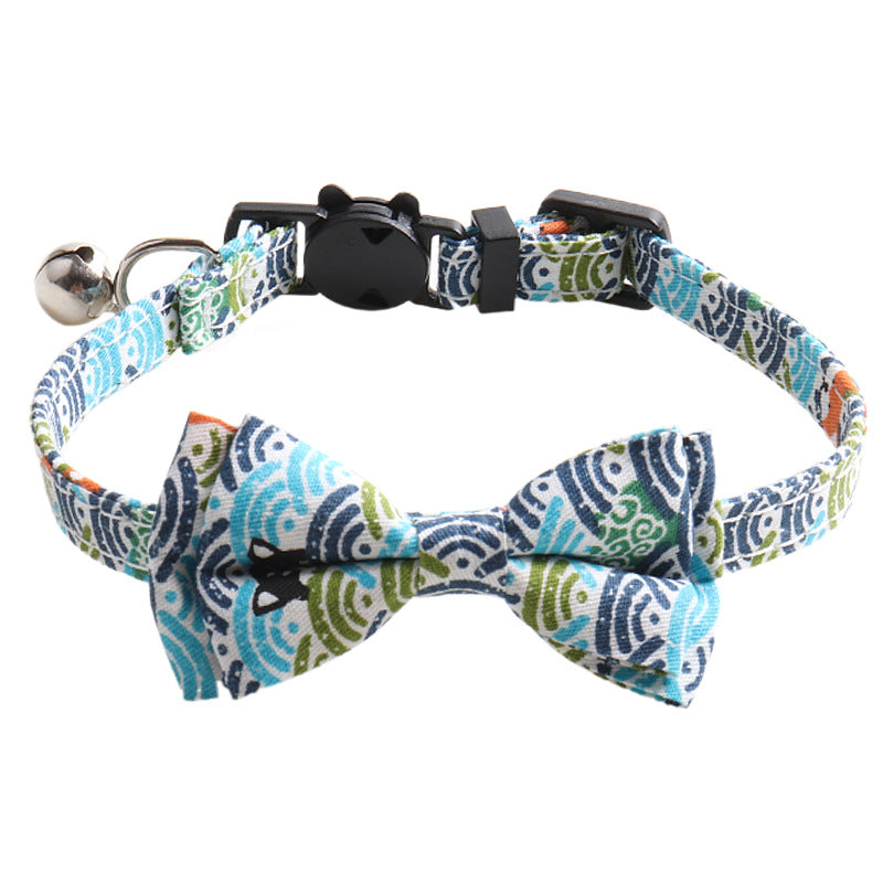 Style japonais Tang Grass modèle collier de chat deux-pièces Bow Binder triangulaire